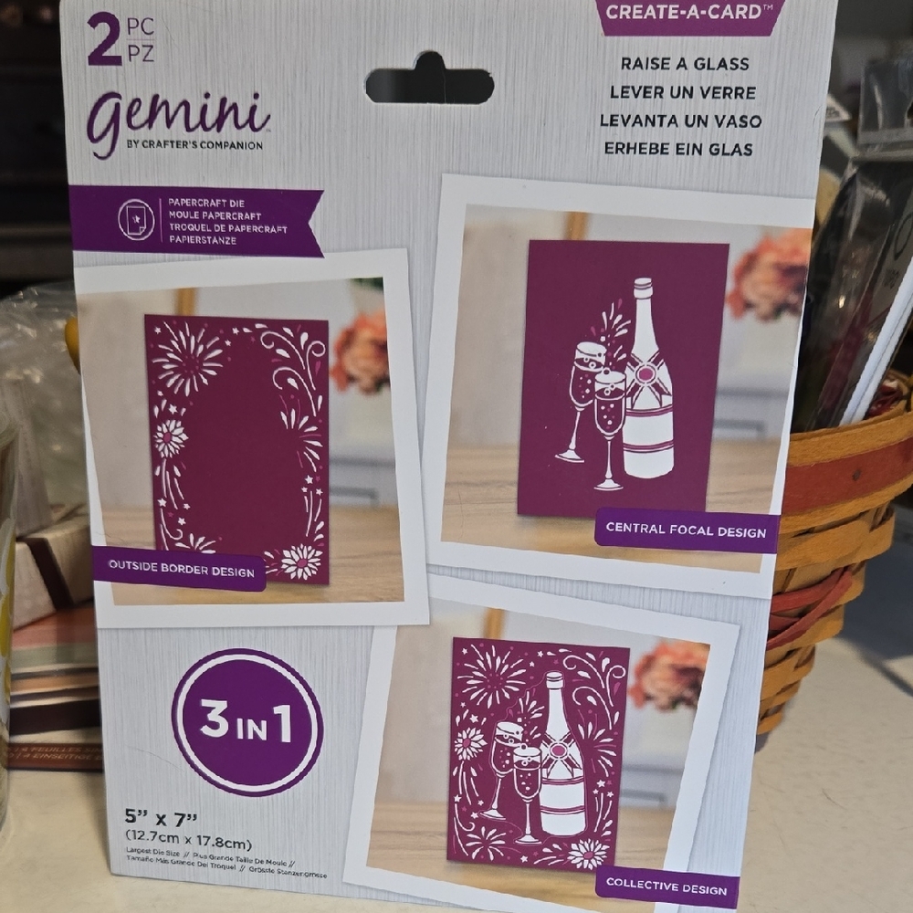 Crafter's Companion 3-in-1 Raise A Glass Die Set NEW